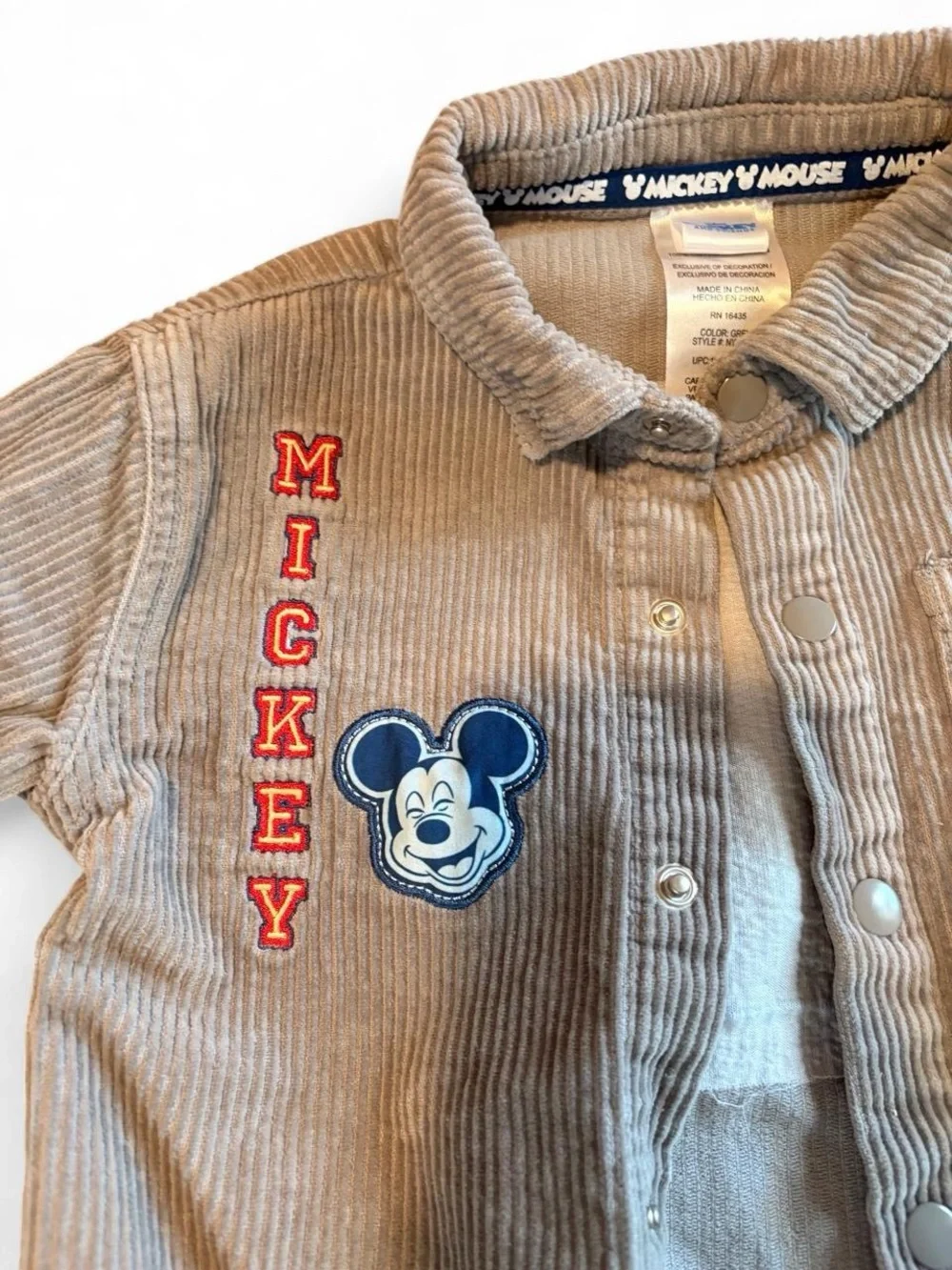 Disney Tan Corduroy Mickey Patch Shirt Jacket